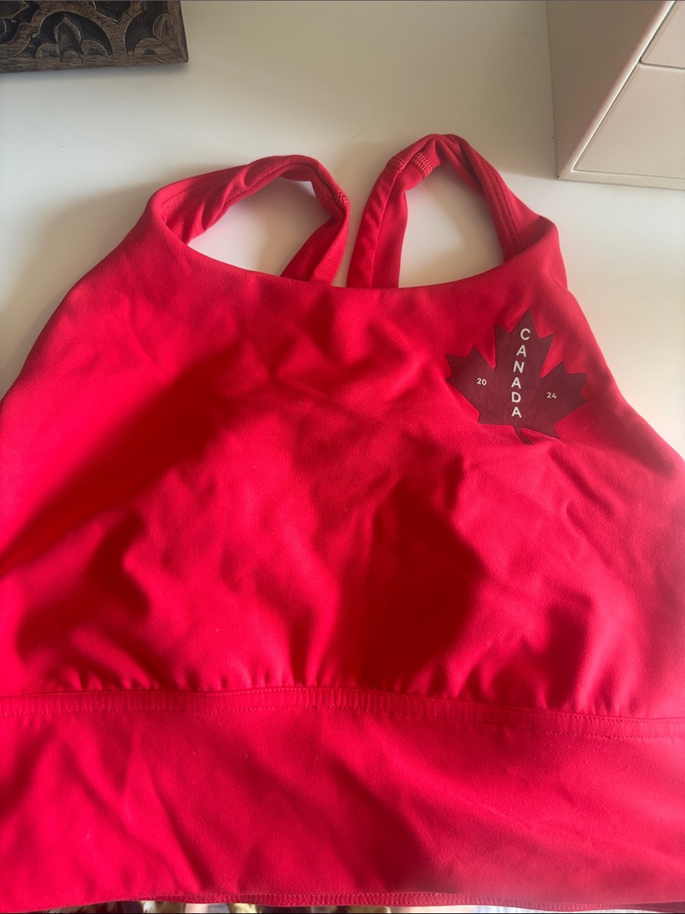 lululemon athletica Red Athletic sport bra/ Crop top with Canada Maple Leaf